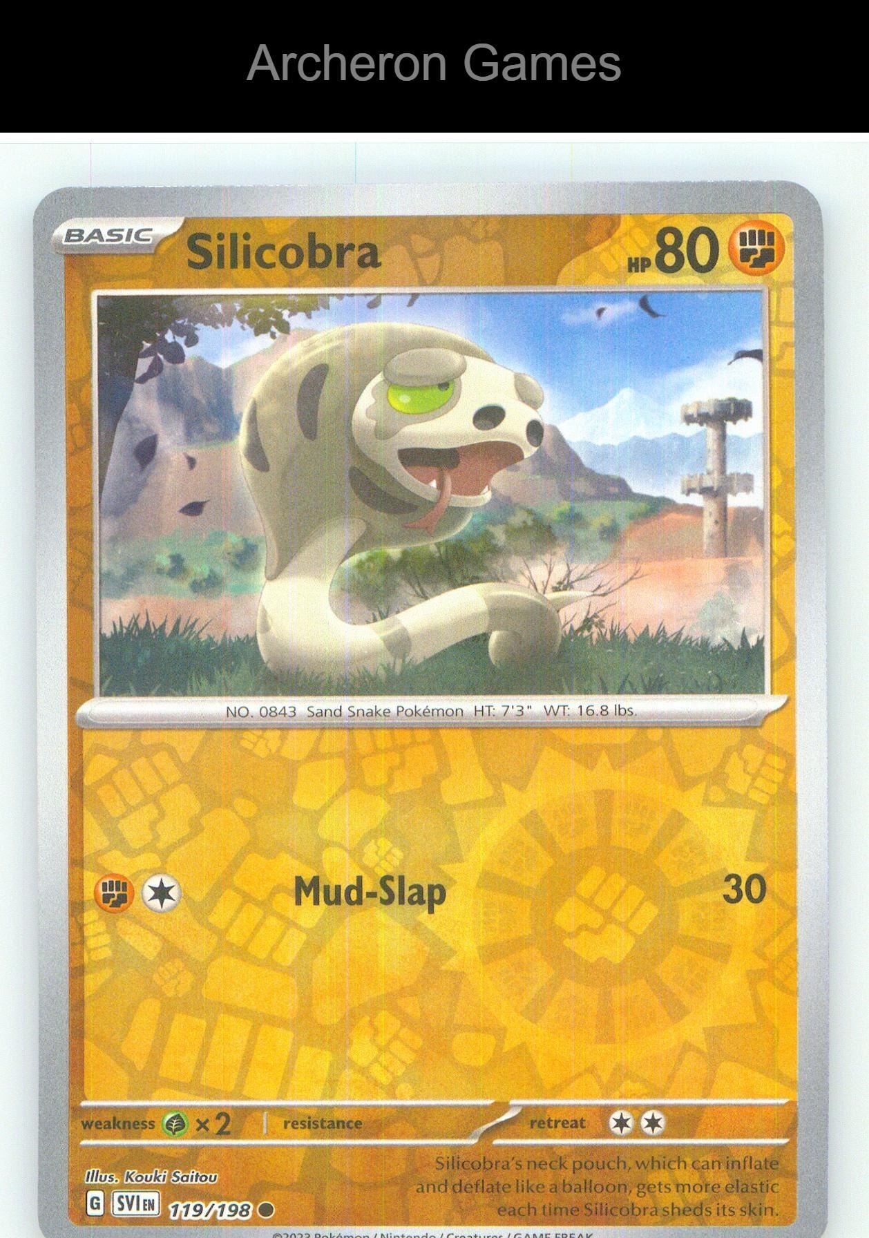 Pokemon Card Silicobra SVI 119/198 C Scarlet & Violet Reverse Holo
