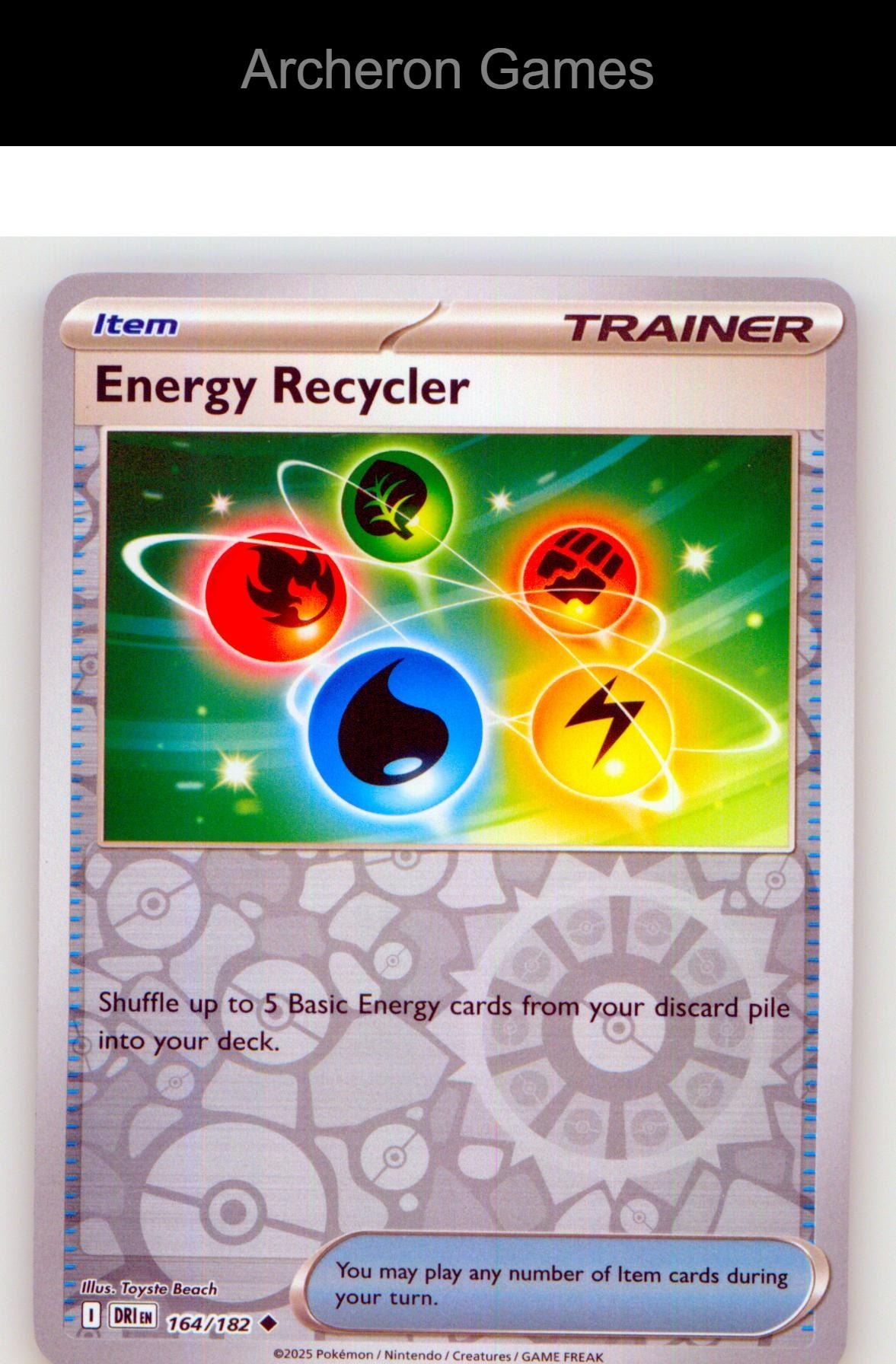 Pokemon Card Energy Recycler DRI 164/182 UC Destined Rivals Reverse Holo