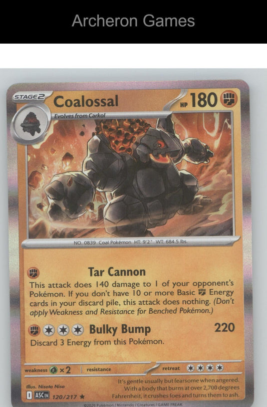 Pokemon Card Coalossal ASC 120/217 R Ascended Heroes Holo