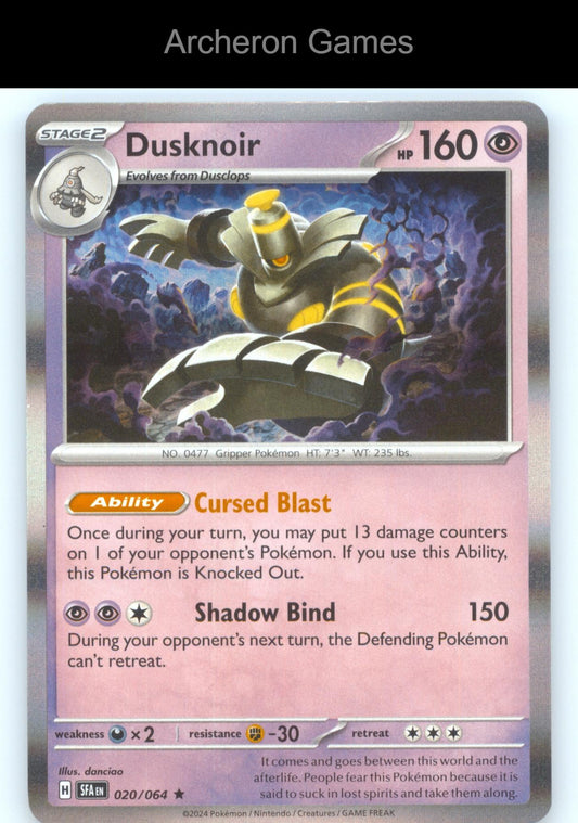 Pokemon Card Dusknoir SFA 020/064 R Shrouded Fable Holo