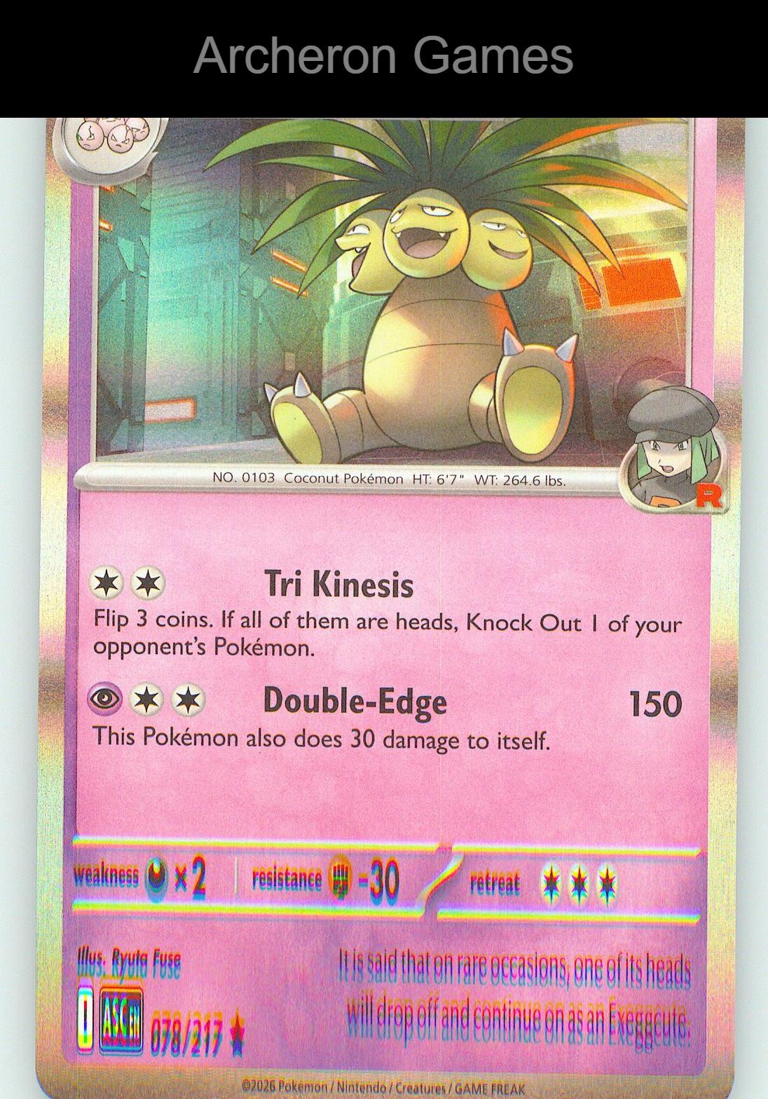 Pokemon Card Team Rocket's exeggutor ASC 078/217 R Ascended Heroes Holo