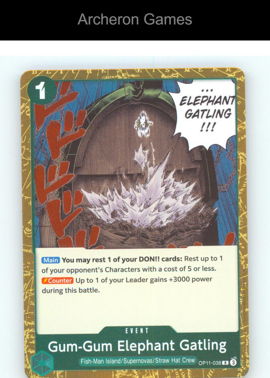 Gum-Gum Elephant Gatling OP11-038 R One Piece Card NM/EX+ Foil