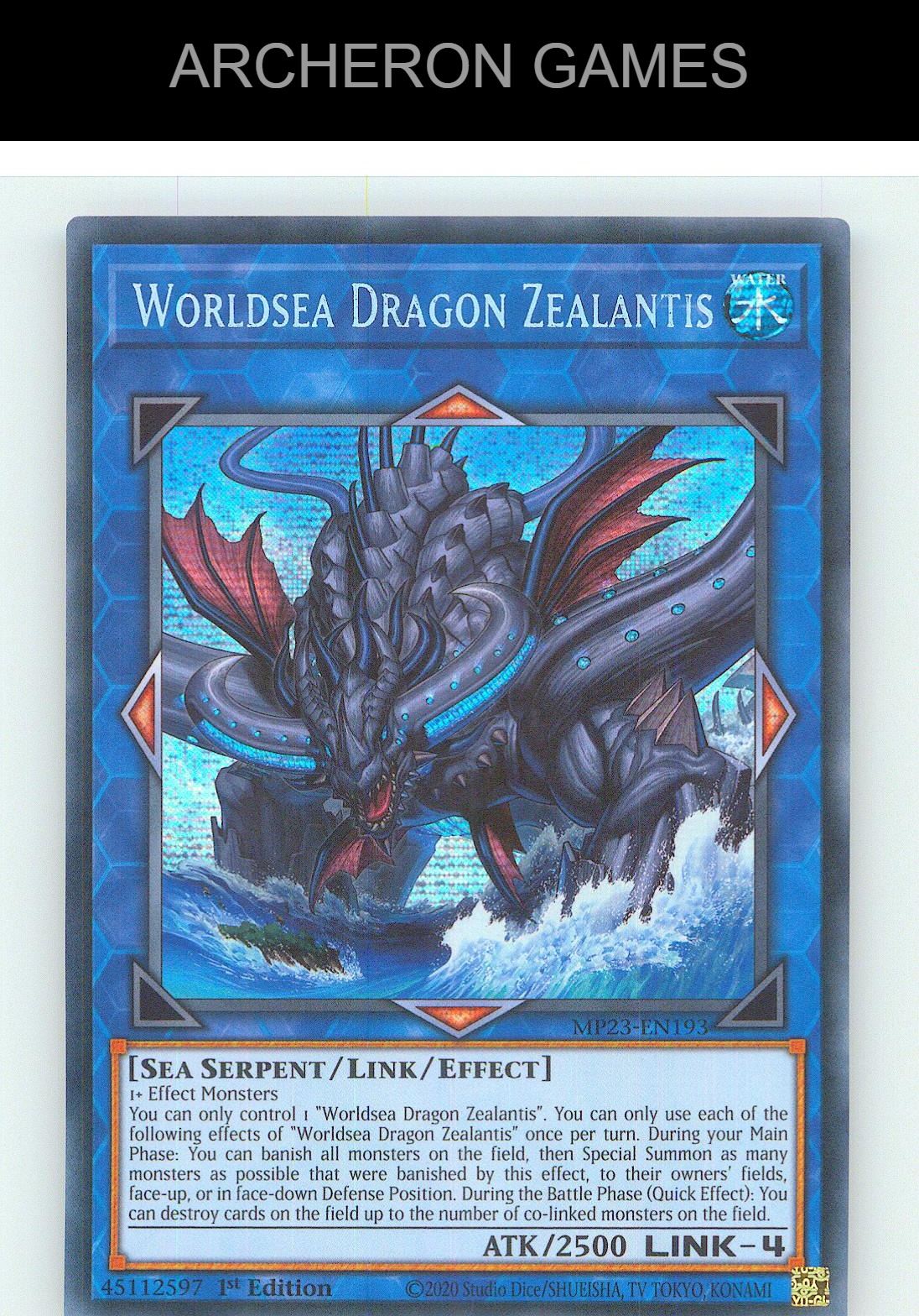 Worldsea Dragon Zealantis Prismatic Secret Rare YUGIOH Card 1st Edition