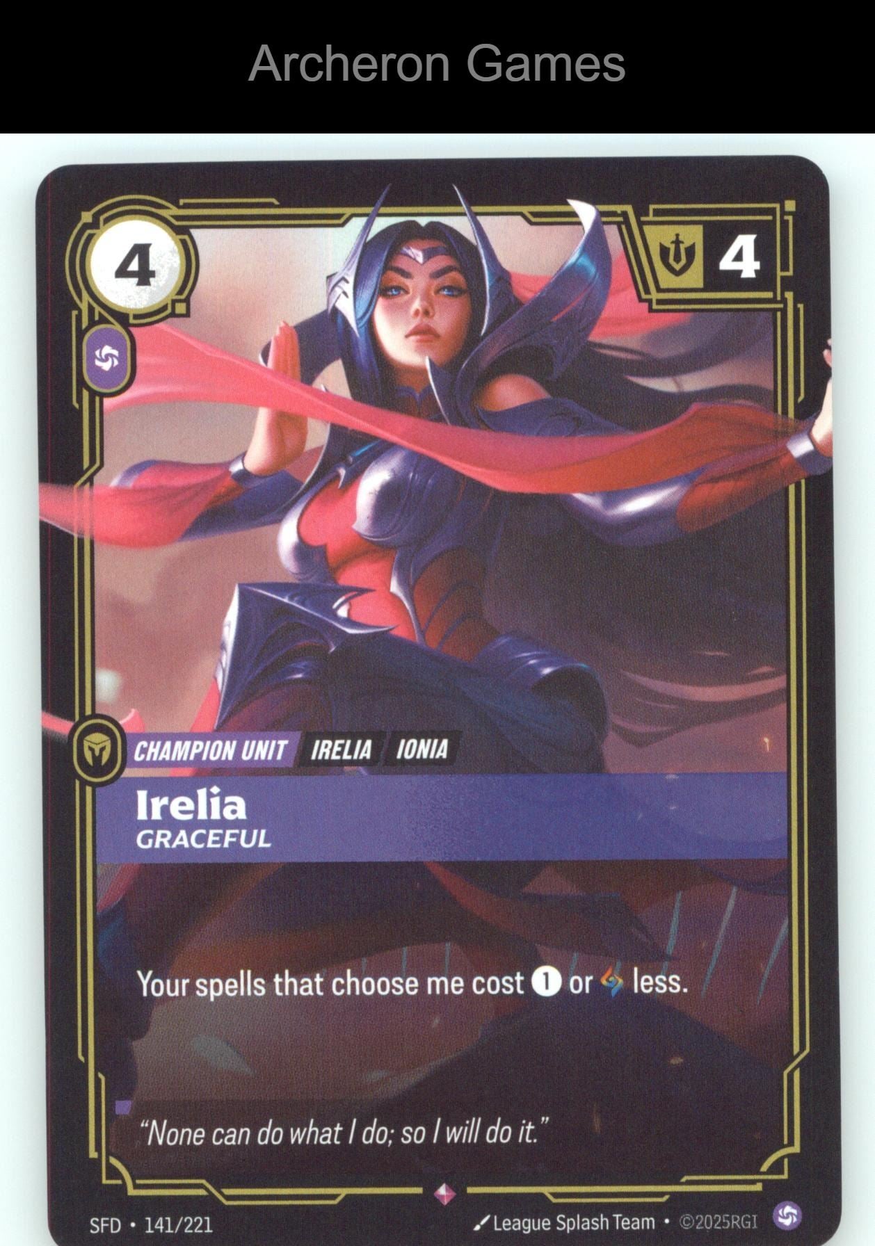Irelia - Graceful SFD 141/221 R  Card Spiritforged