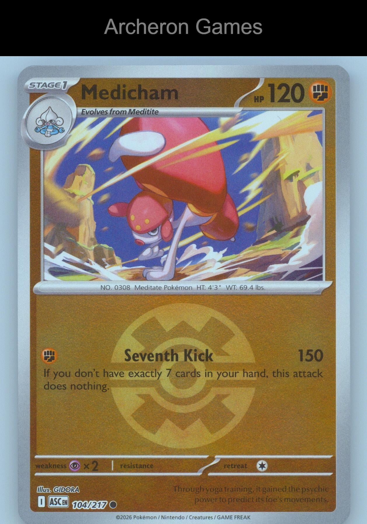 Pokemon Card Medicham (Quick Ball) ASC 104/217 C Ascended Heroes Reverse Holo