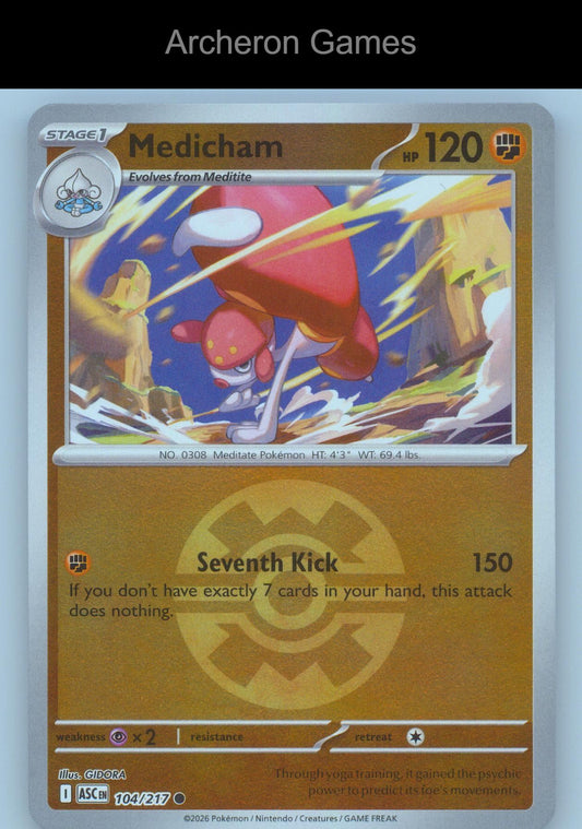 Pokemon Card Medicham (Quick Ball) ASC 104/217 C Ascended Heroes Reverse Holo