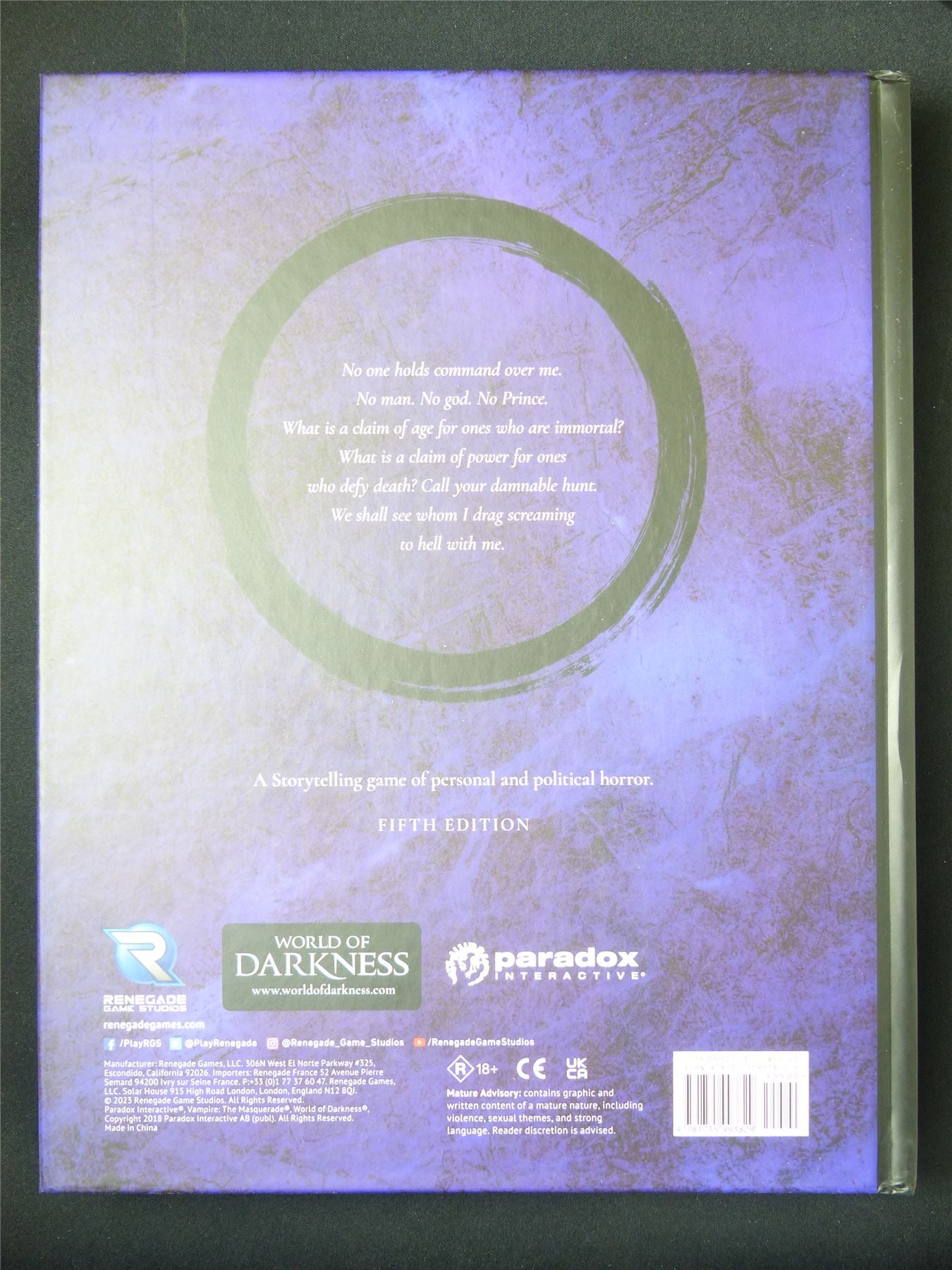 Vampire the Masquerade Core Rulebook 5th Edition - WoD Roleplay Book Hardback #17E