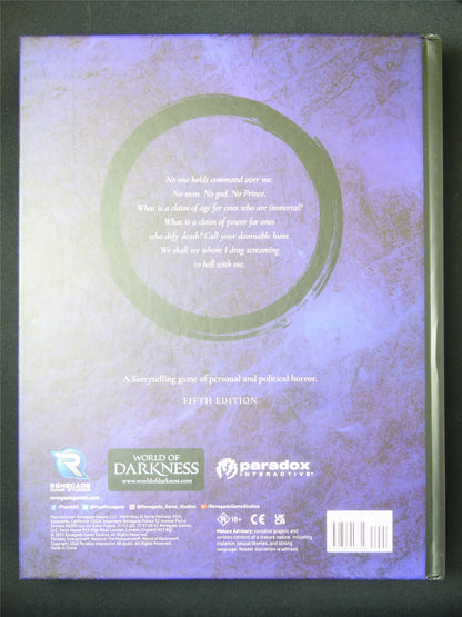 Vampire the Masquerade Core Rulebook 5th Edition - WoD Roleplay Book Hardback #17E
