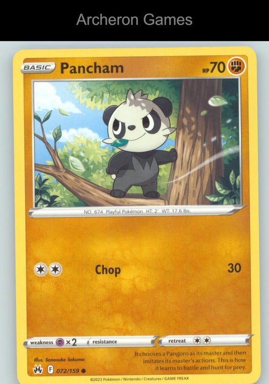 Pokemon Card Pancham CRZ 072/159 C Crown Zenith