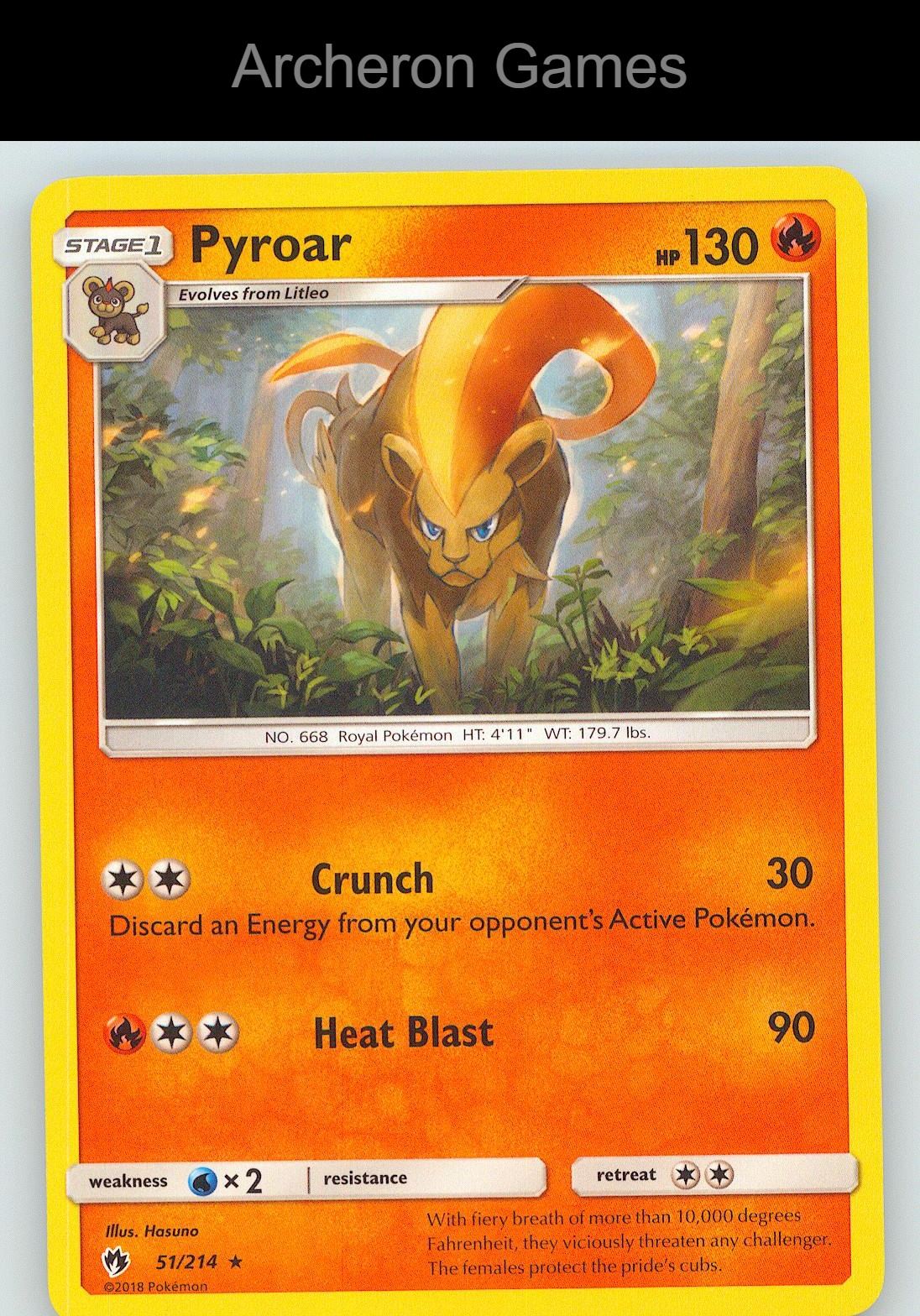 Pokemon Card Pyroar LOT 51/214 R Lost Thunder