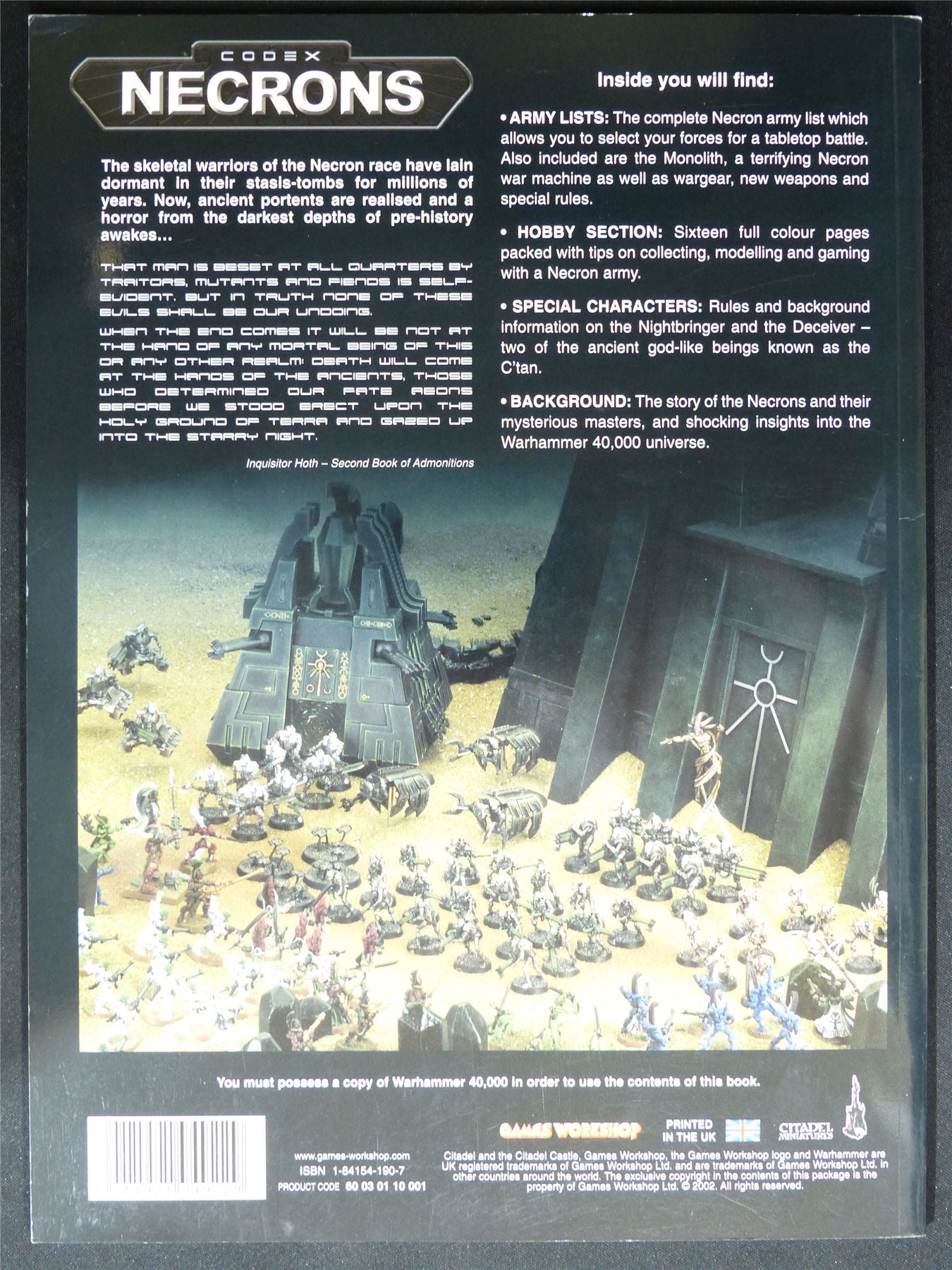 Necrons 3rd Edition Codex 2002 Softback - Warhammer 40K #1P6