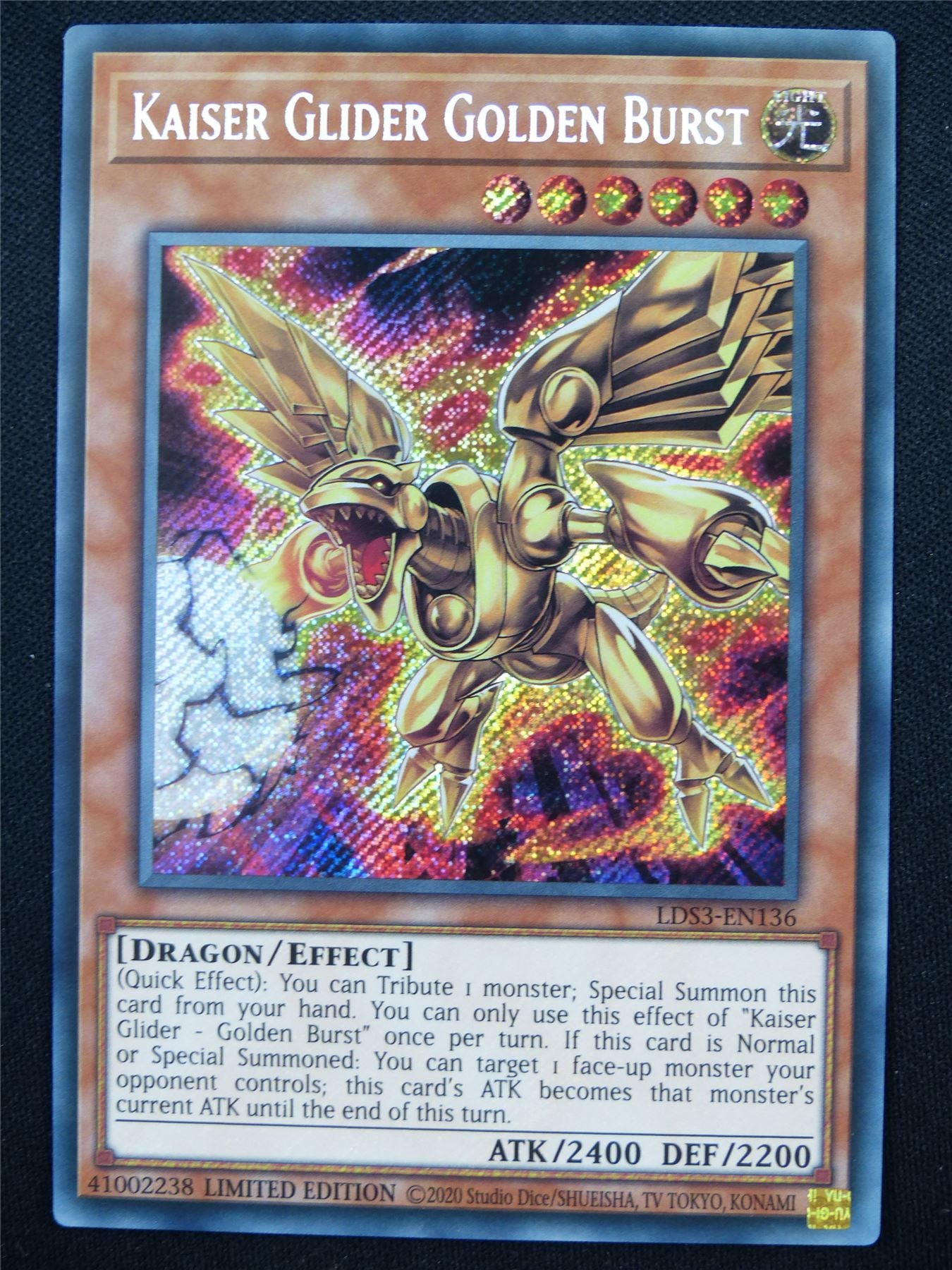 Kaiser Glider Golden Burst LDS3 Secret Rare - 1st ed Yugioh Card #4IJ