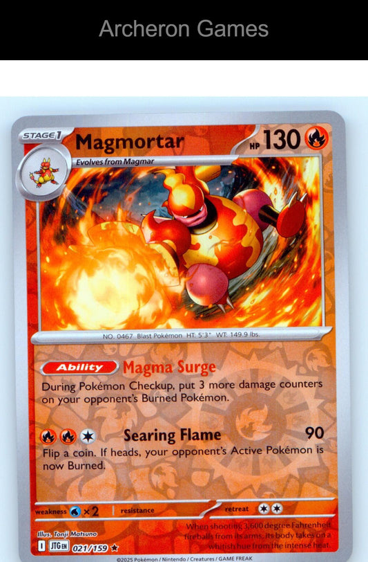Pokemon Card Magmortar JTG 021/159 R Journey Together Reverse Holo