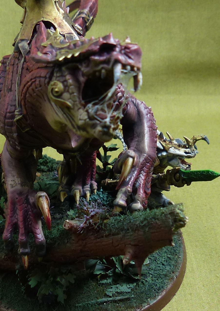 Saurus Oldblood on Carnosaur painted - Seraphon - Warhammer Aos #2M0