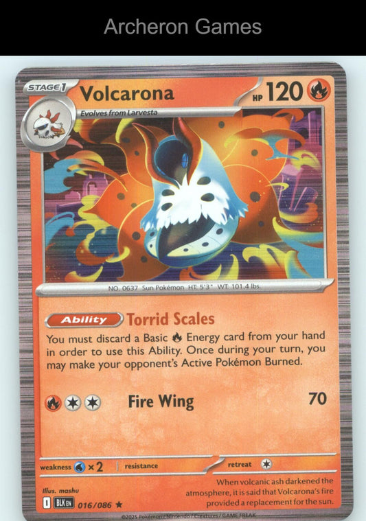 Pokemon Card Volcarona BLK 016/086 HOLO R Black Bolt