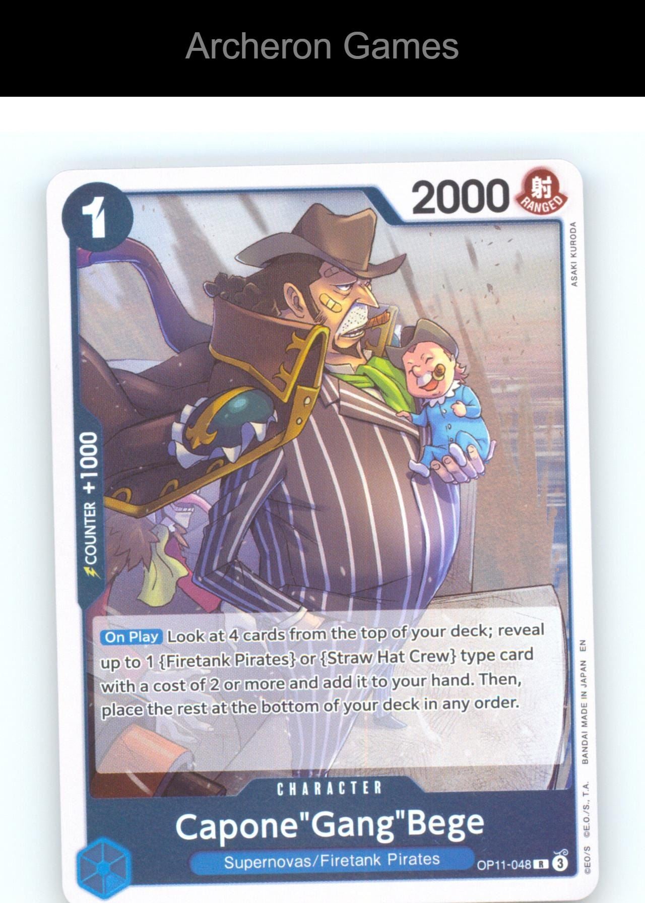 Capone"Gang"Bege (048) OP11-048 R One Piece Card NM/EX+ Foil