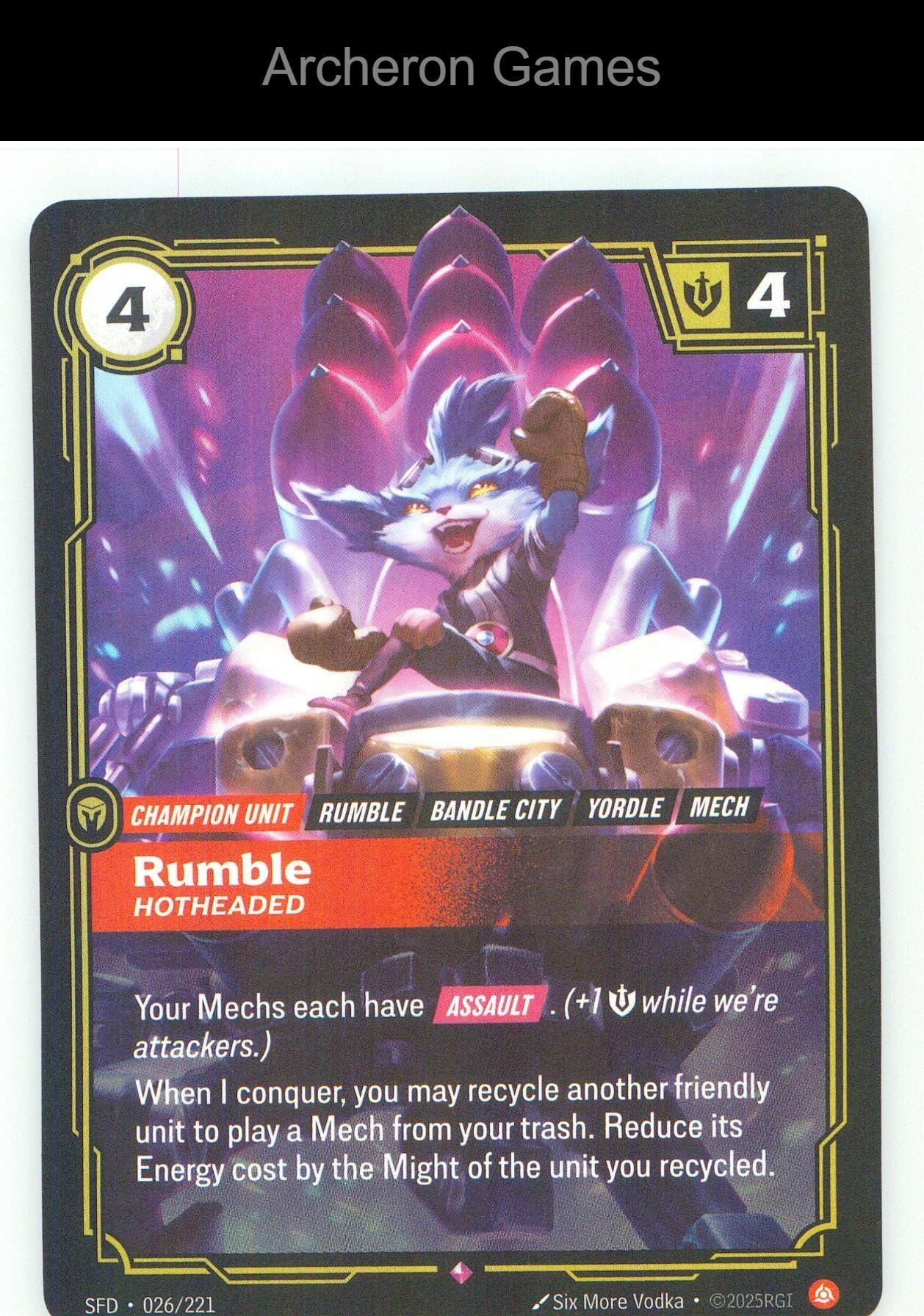 Rumble - Hotheaded SFD 026/221 R Spiritforged Riftbound Card Foil