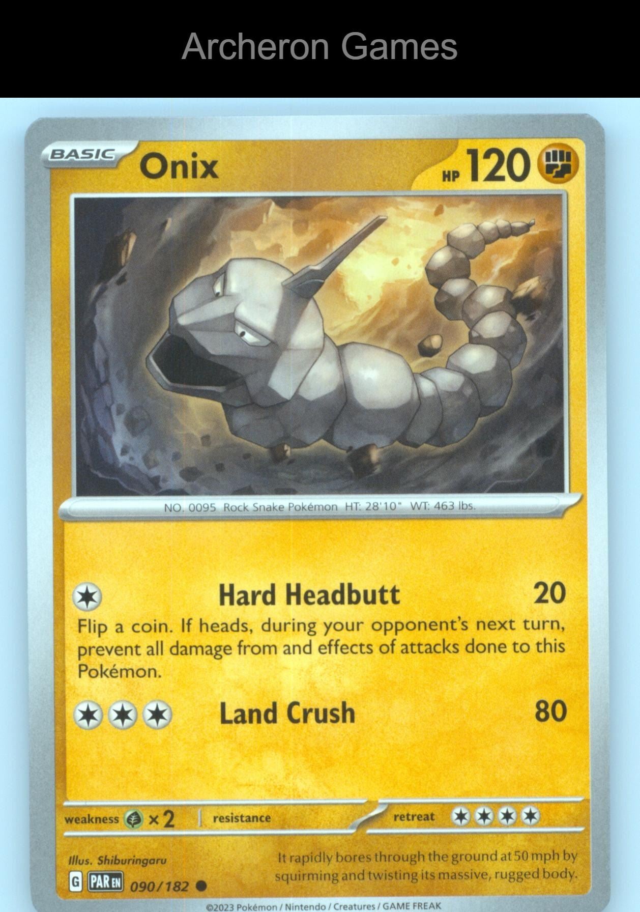 Pokemon Card Onix PAR 090/182 C Paradox Rift