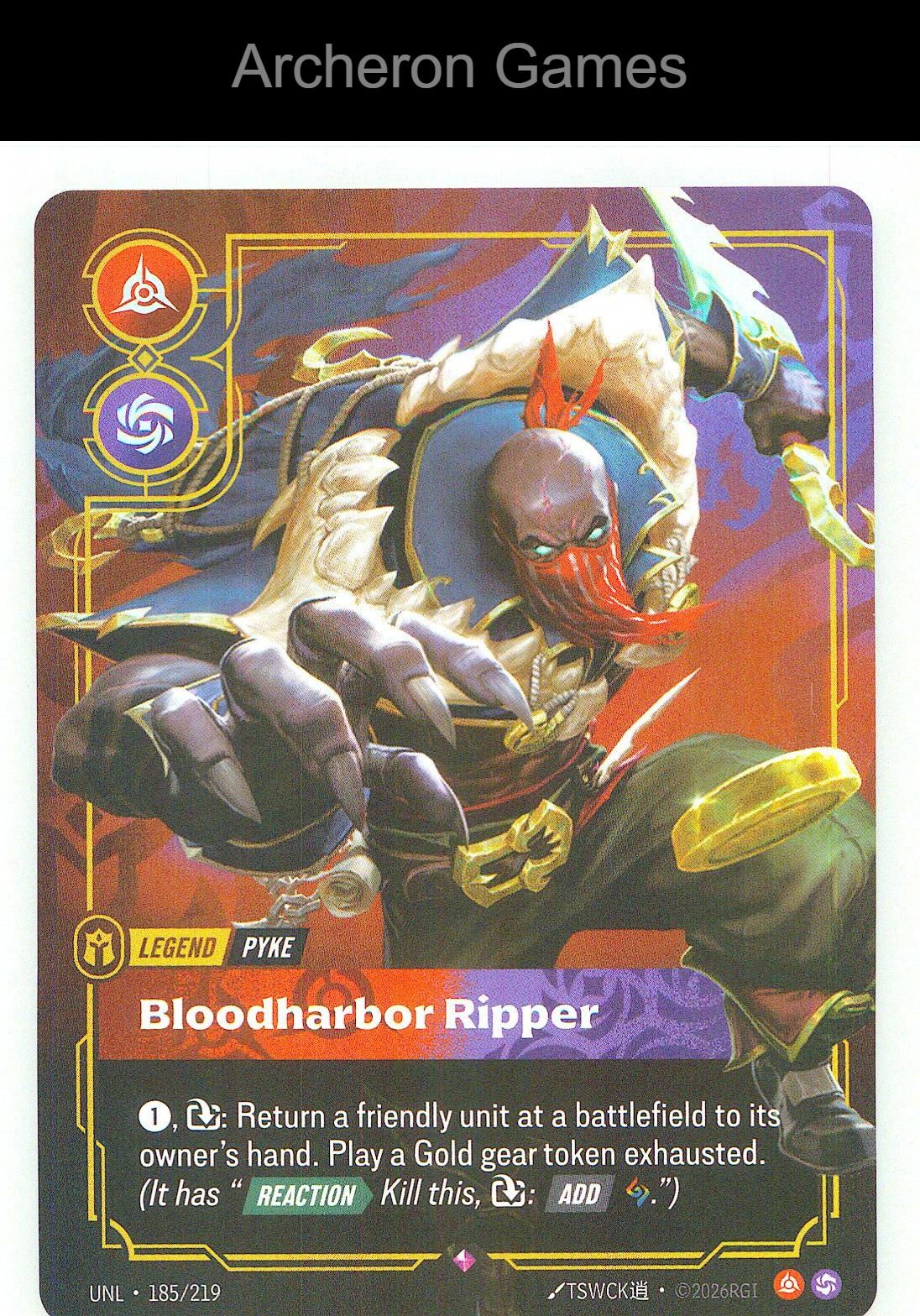 Pyke - Bloodharbor Ripper UNL 185/219 R Unleashed Riftbound Card