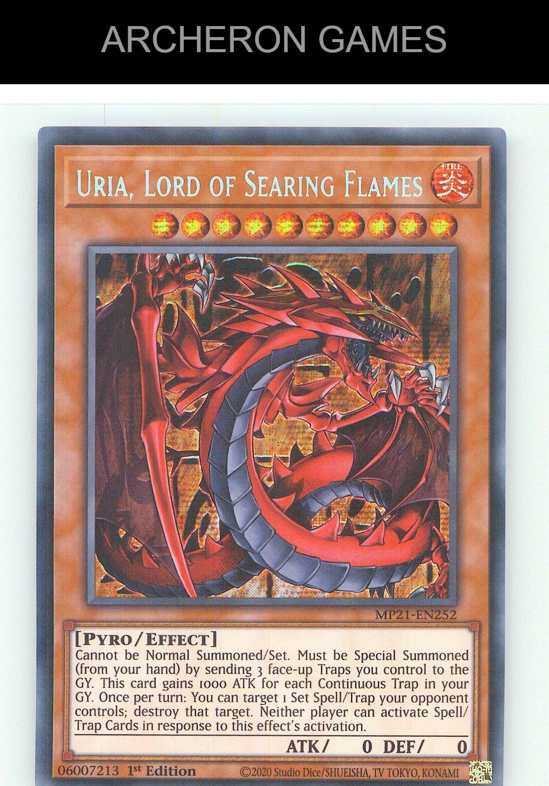 Uria, Lord of Searing Flames Prismatic Secret Rare YUGIOH Card 1st Edition