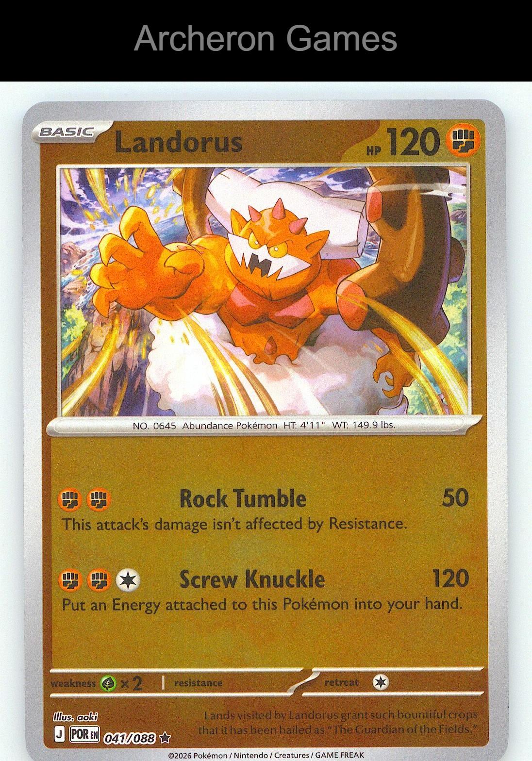 Pokemon Card Landorus ME03 041/088 R Perfect Order Reverse Holo