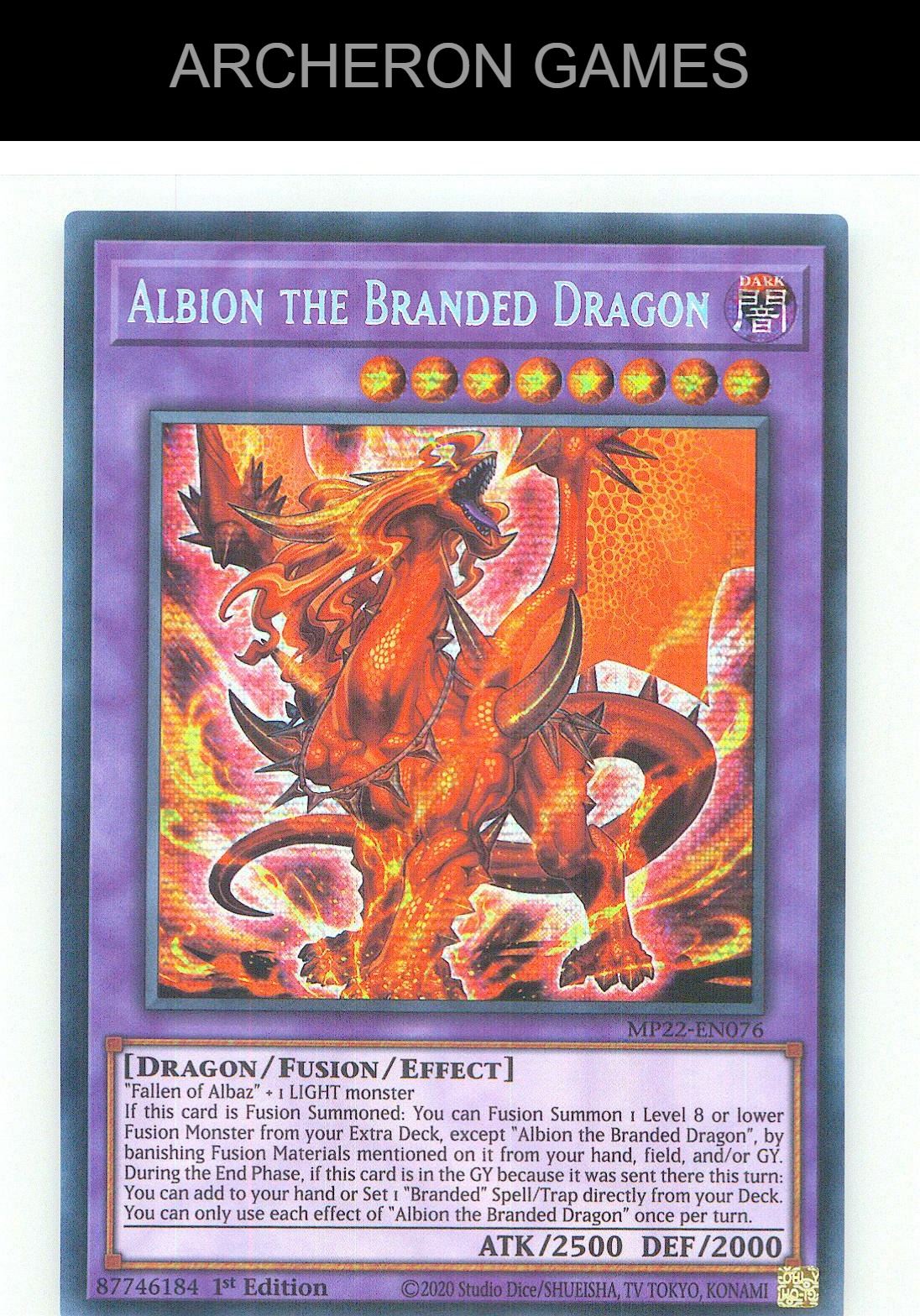 Albion the Branded Dragon Prismatic Secret Rare YUGIOH Card 1st Edition
