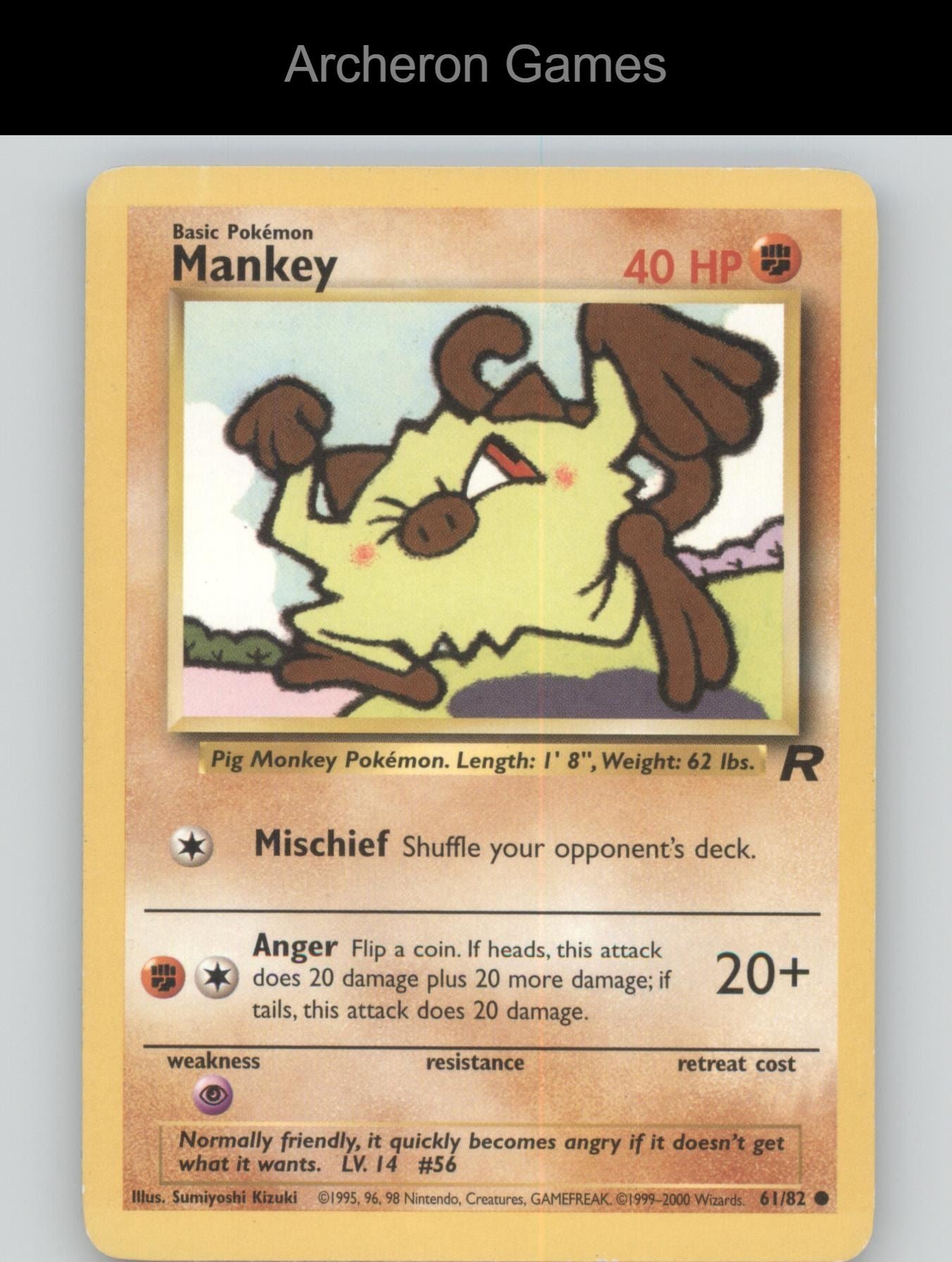 Pokemon Card Mankey TR 61/82 C Team Rocket Unlimited