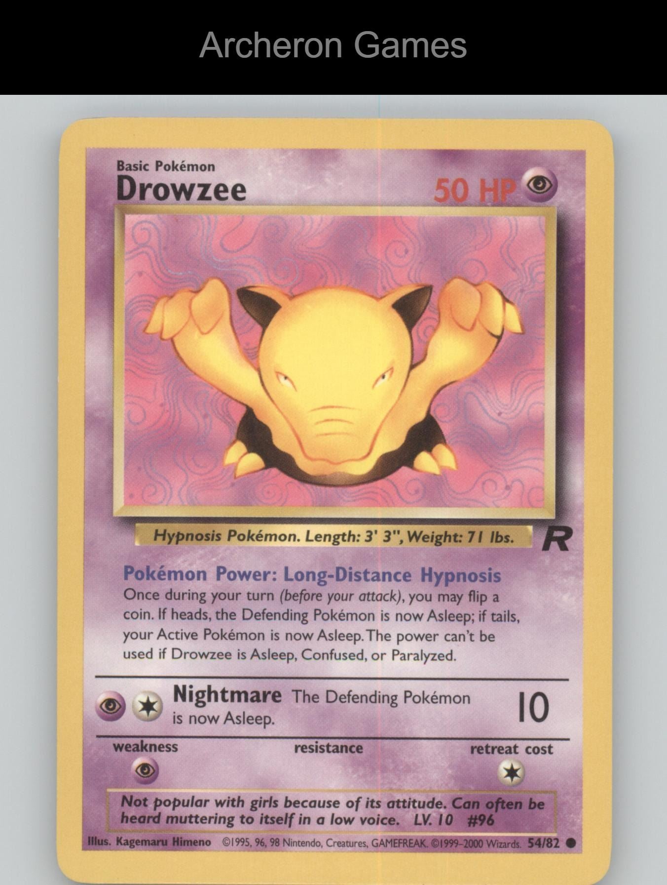 Pokemon Card Drowzee TR 54/82 C Team Rocket Unlimited