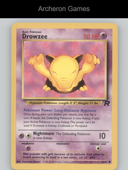 Pokemon Card Drowzee TR 54/82 C Team Rocket Unlimited