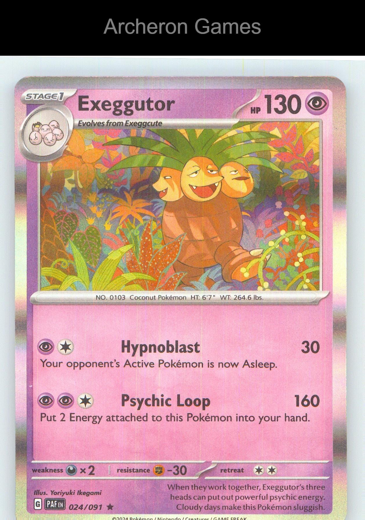 Pokemon Card Exeggutor PAF 024/091 R Paldean Fates Holo