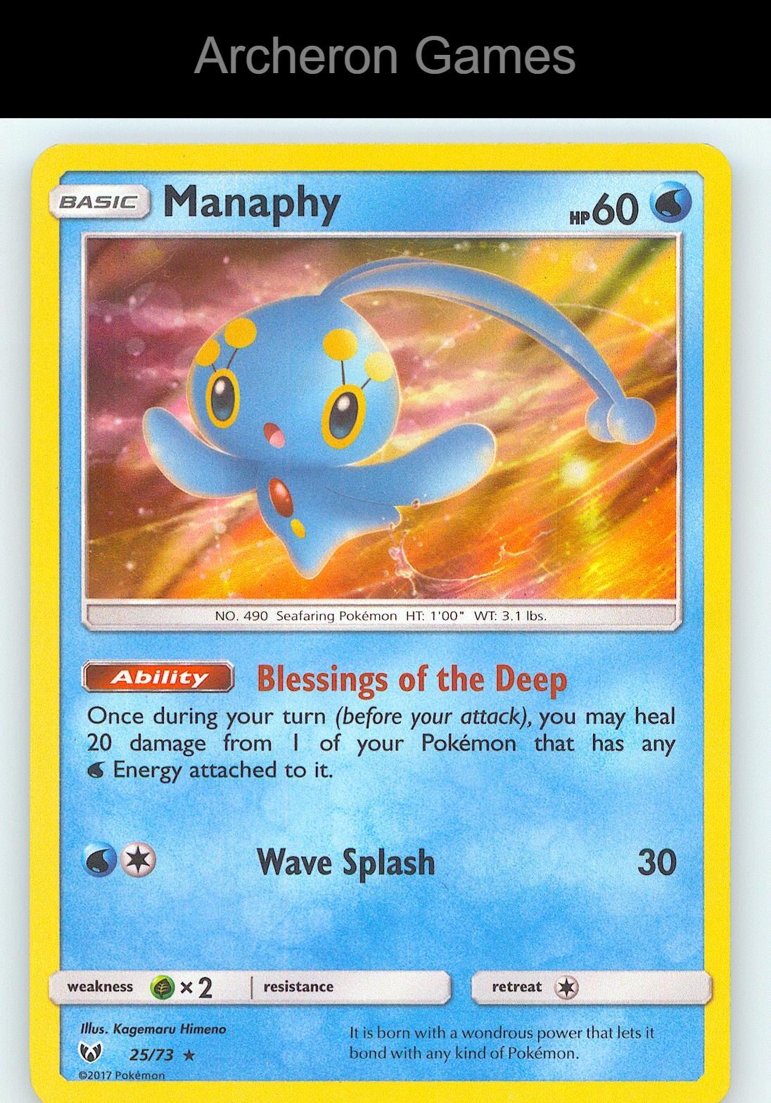 Pokemon Card Manaphy SLG 25/73 Surge Holo R Shining Legends