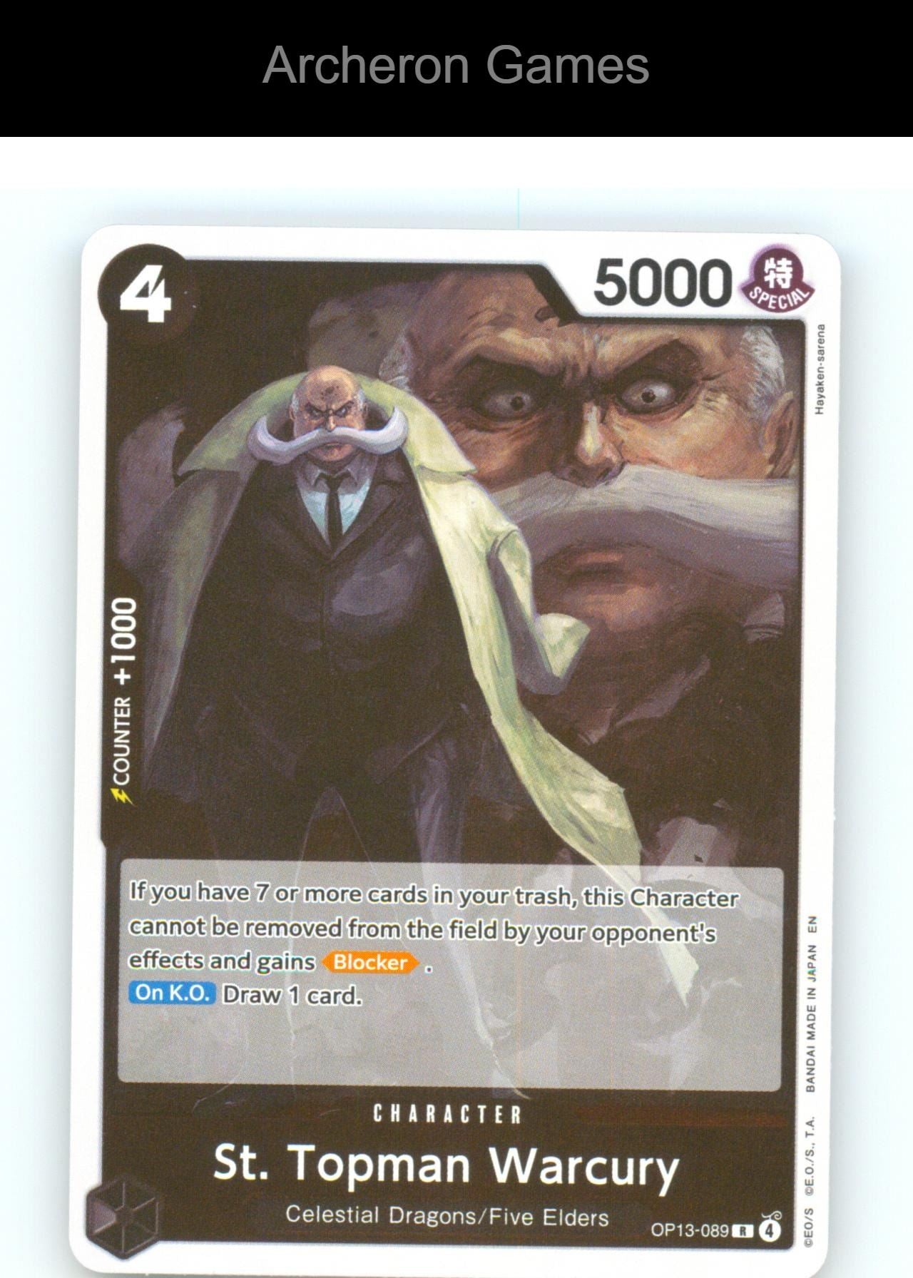 St. Topman Warcury OP13-089 R One Piece Card NM/EX+ Foil