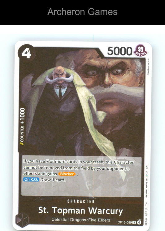 St. Topman Warcury OP13-089 R One Piece Card NM/EX+ Foil