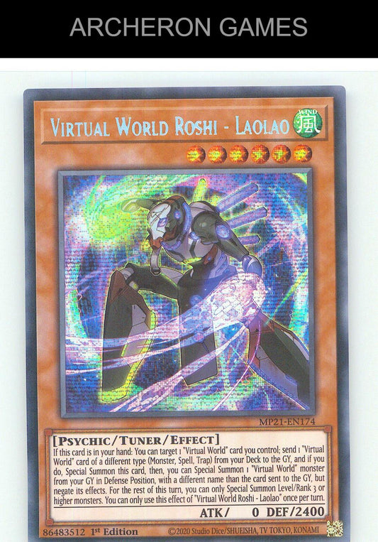 Virtual World Roshi - Laolao Prismatic Secret Rare YUGIOH Card 1st Edition