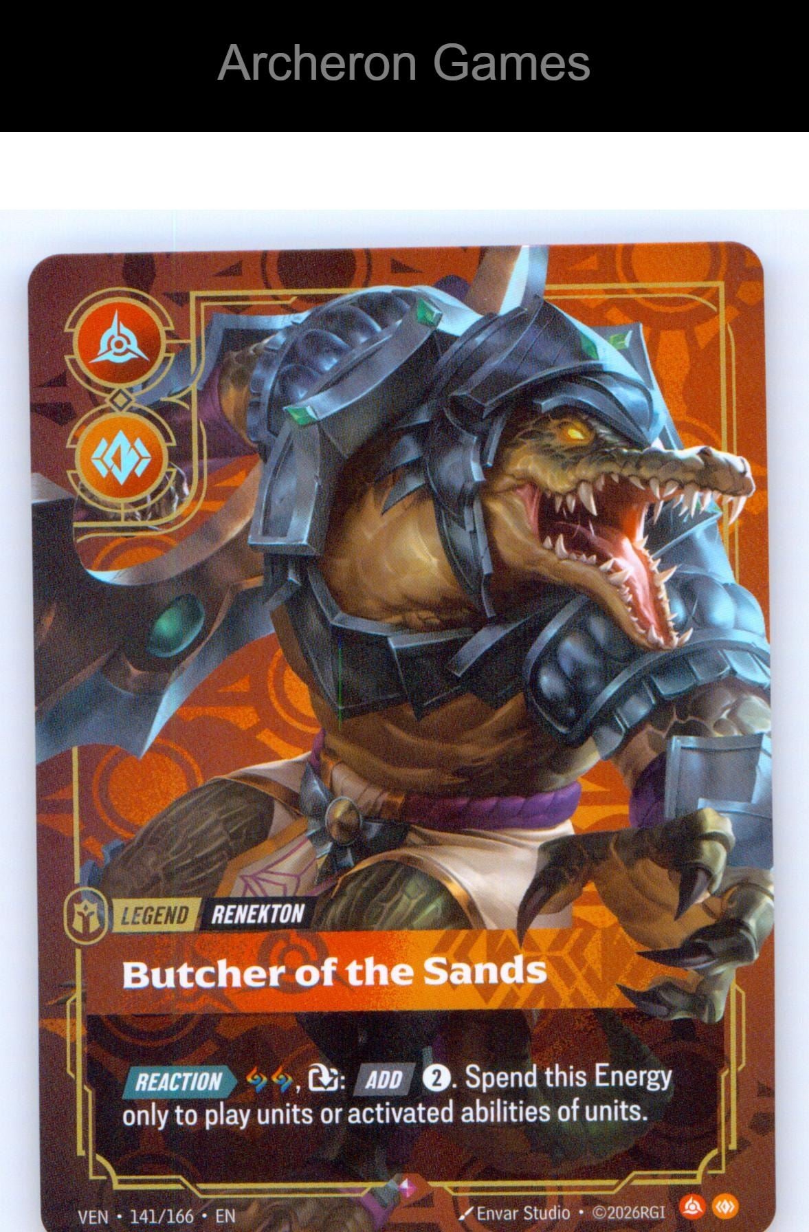 Renekton - Butcher of the Sands VEN 141/166 R Vendetta Riftbound Card