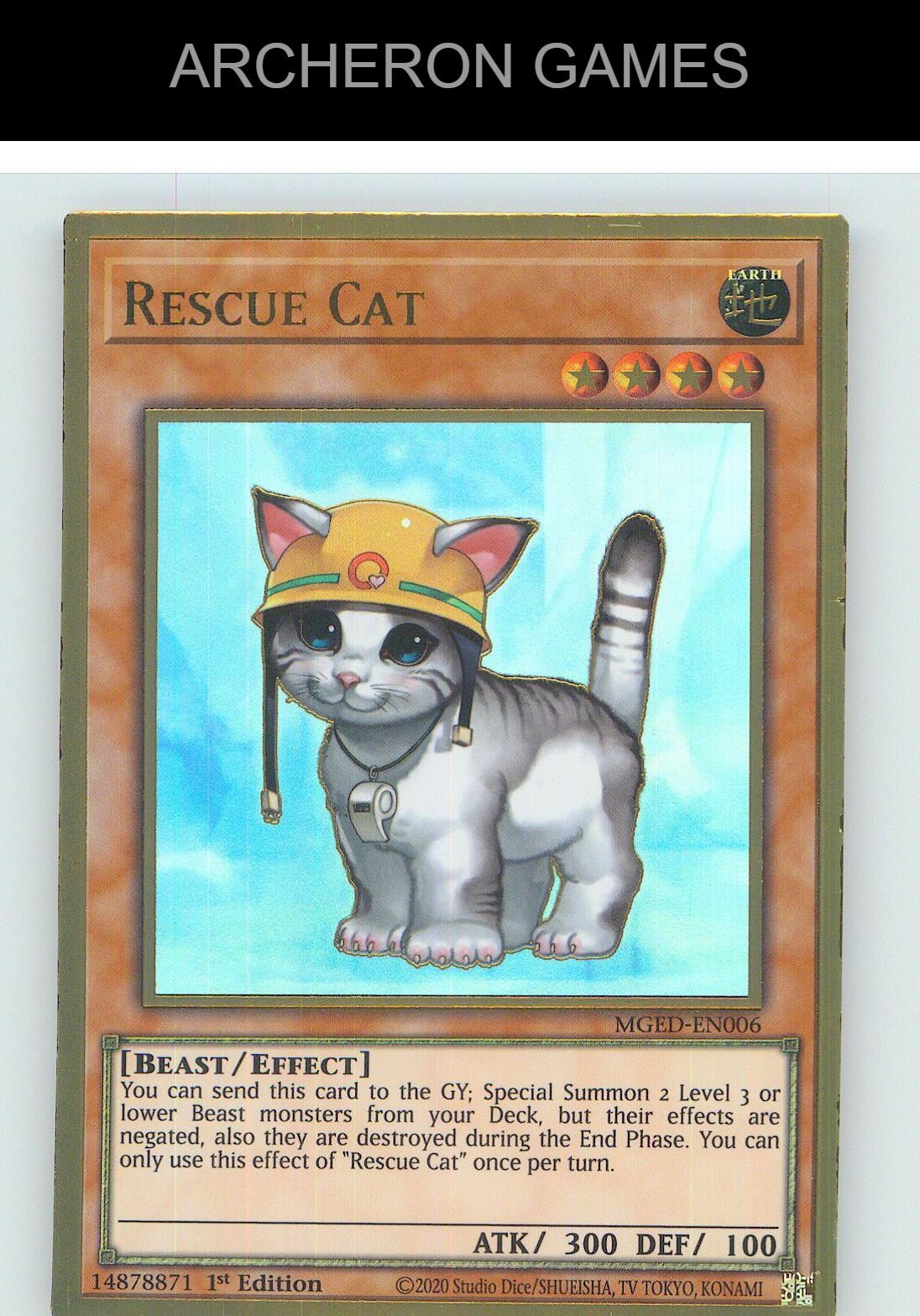 Rescue Cat Premium Gold Rare YUGIOH Card 1st Edition