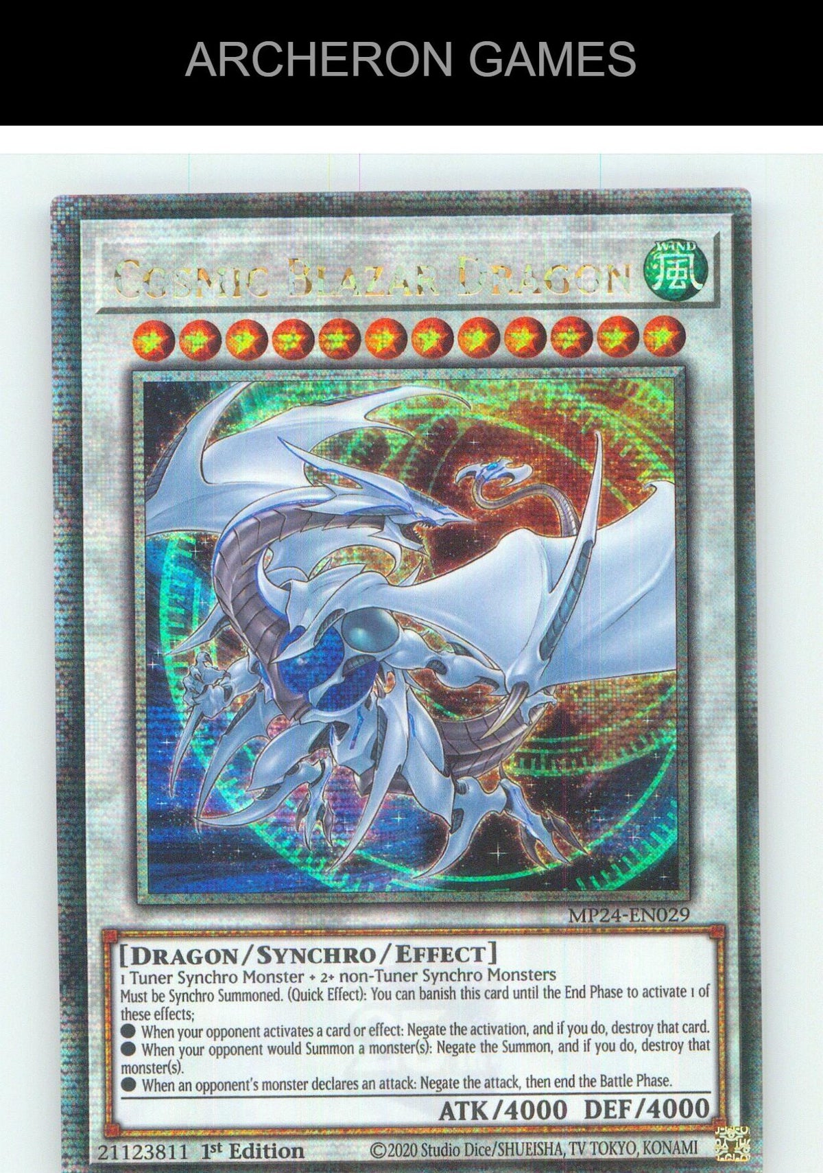 Cosmic Blazar Dragon (Quarter Century Secret Rare) YUGIOH Card 1st Edition