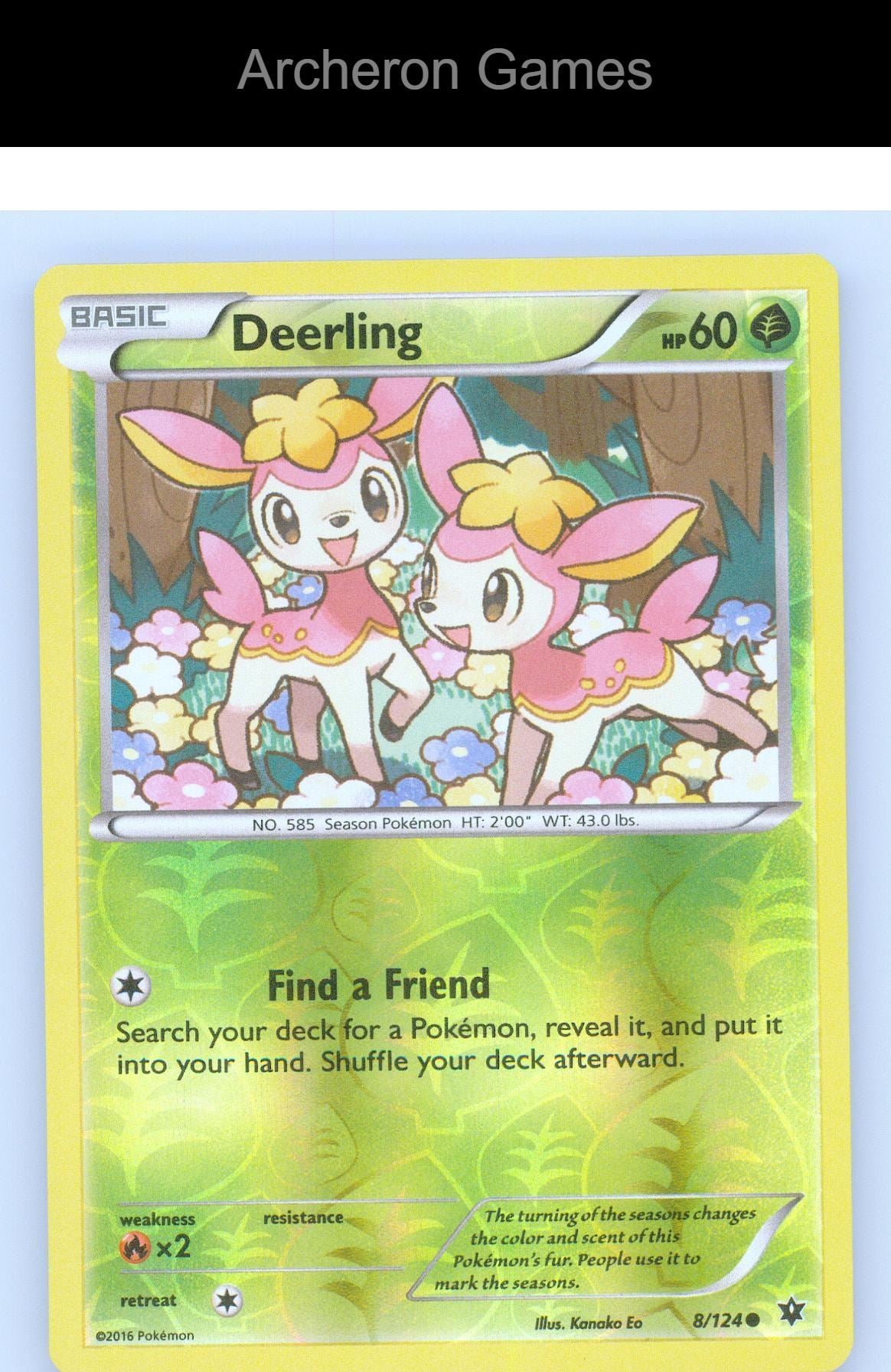 Pokemon Card Deerling FCO 8/124 C Fates Collide Reverse Holo