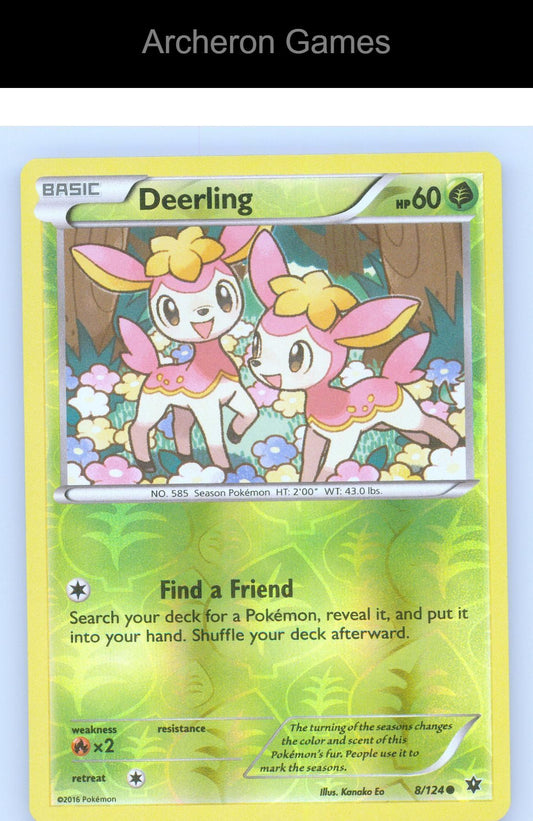 Pokemon Card Deerling FCO 8/124 C Fates Collide Reverse Holo