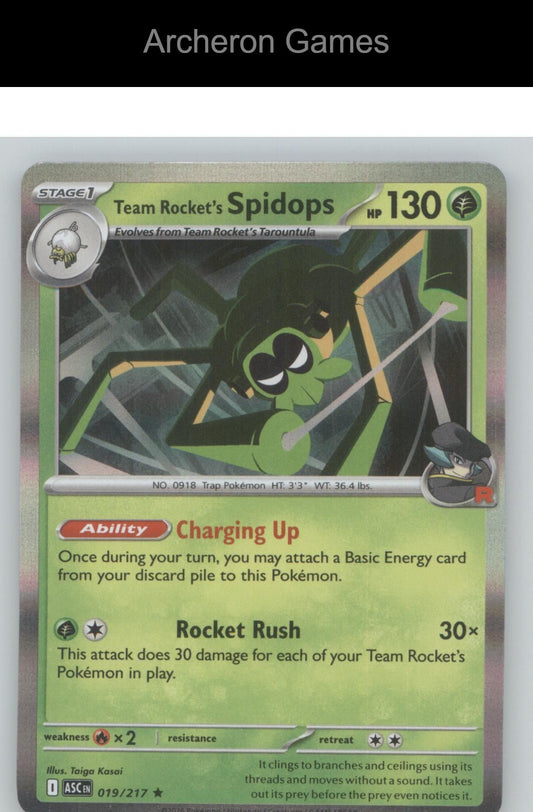 Pokemon Card Team Rocket's Spidops ASC 019/217 R Ascended Heroes Holo