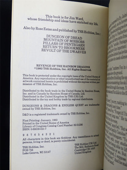 D&D Adventure Book: Revenge of the Rainbow Dragons Endless Quest - Vintage Novel Softback #LU