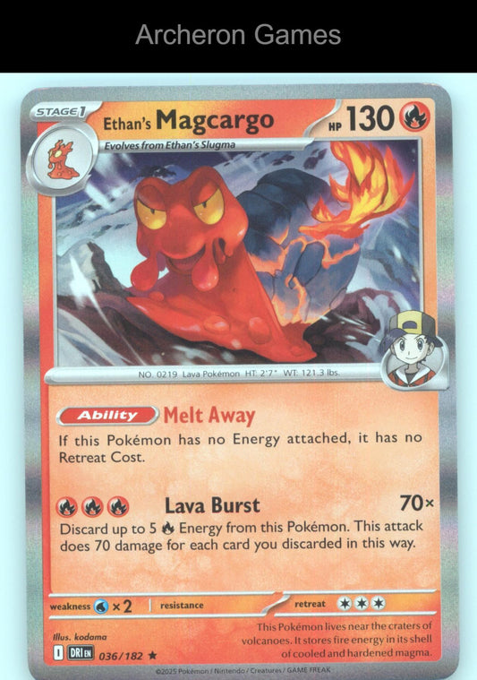 Pokemon Card Ethan's Magcargo DRI 036/182 R Destined Rivals Holo