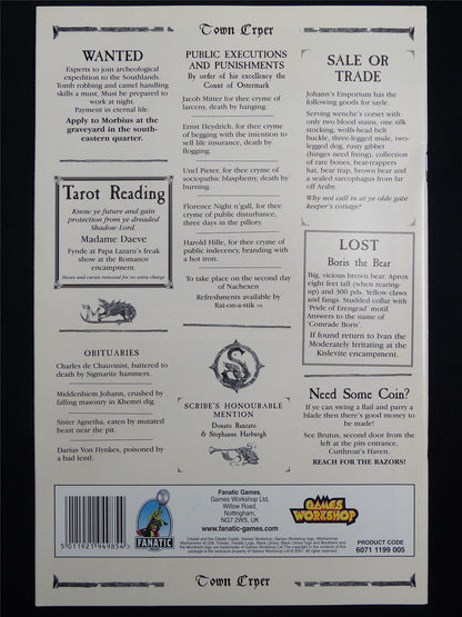 Mordheim: Town Cryer #17 Raiders of the Lost Tombs! - Games Workshop Magazine #1N0