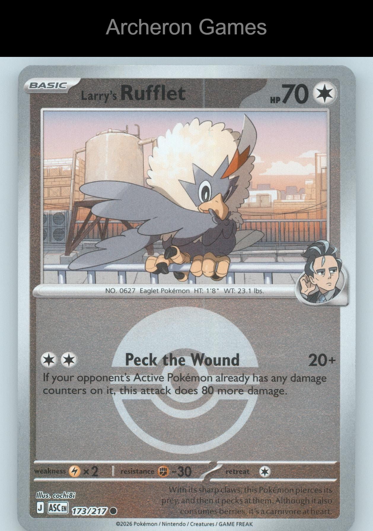 Pokemon Card Larry's Rufflet (Poke Ball) ASC 173/217  Reverse Holo