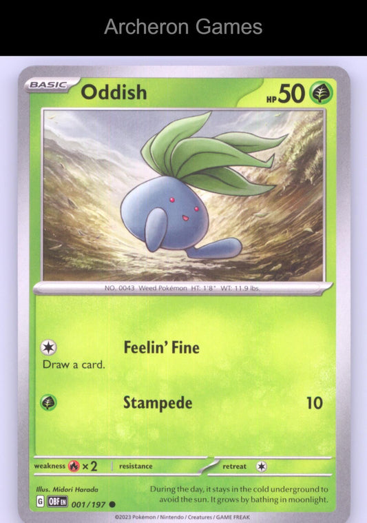 Pokemon Card Oddish OBF 001/197 C Obsidian Flames