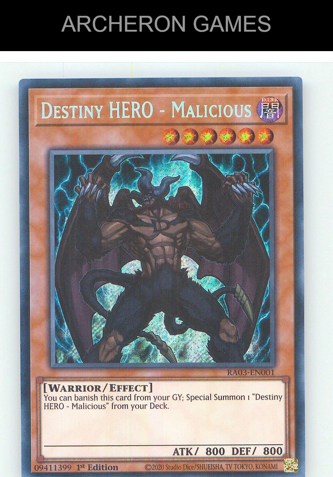 Destiny HERO - Malicious (Secret Rare) SEC YUGIOH Card 1st Edition