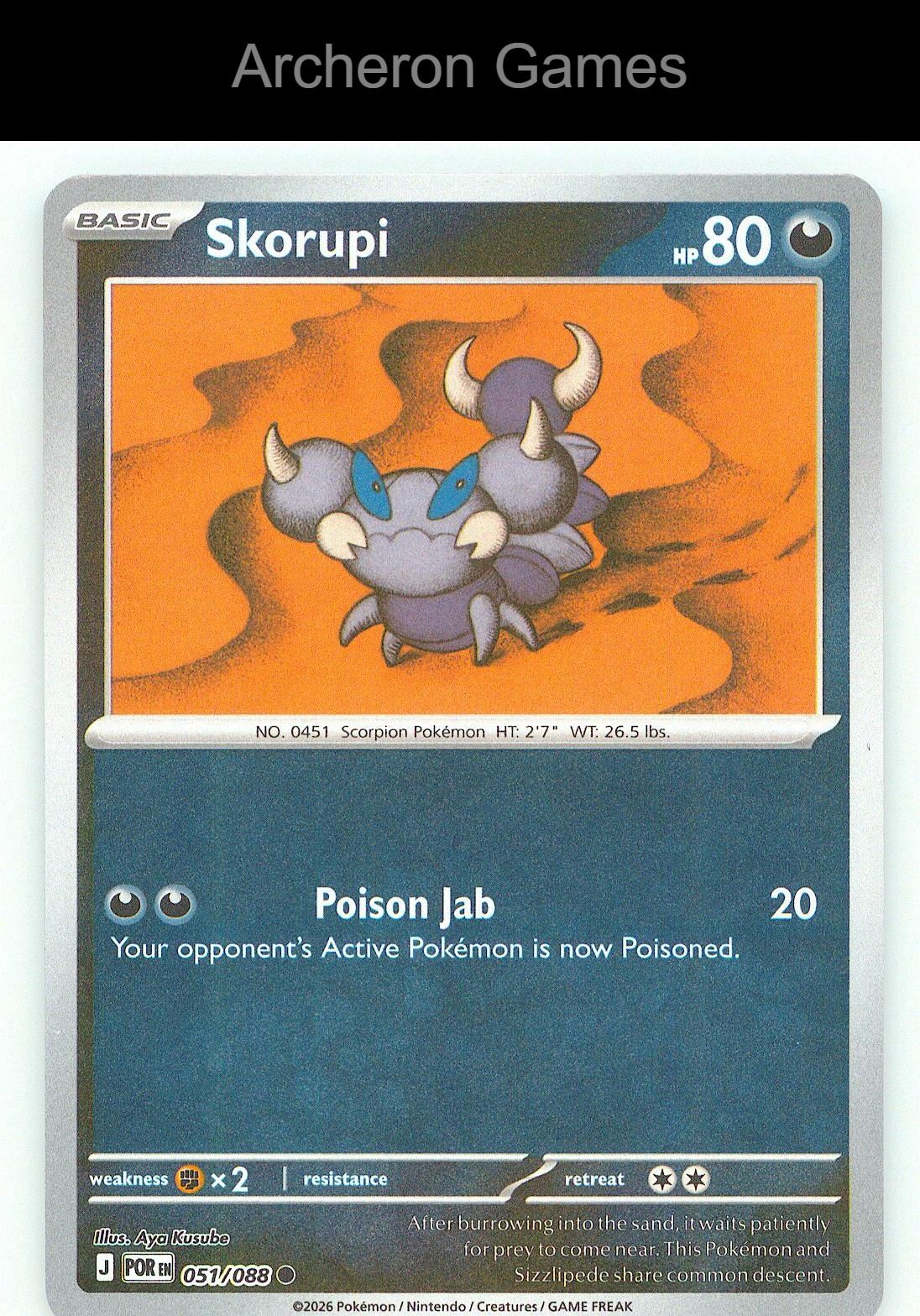 Pokemon Card Skorupi ME03 051/088 C Perfect Order Reverse Holo