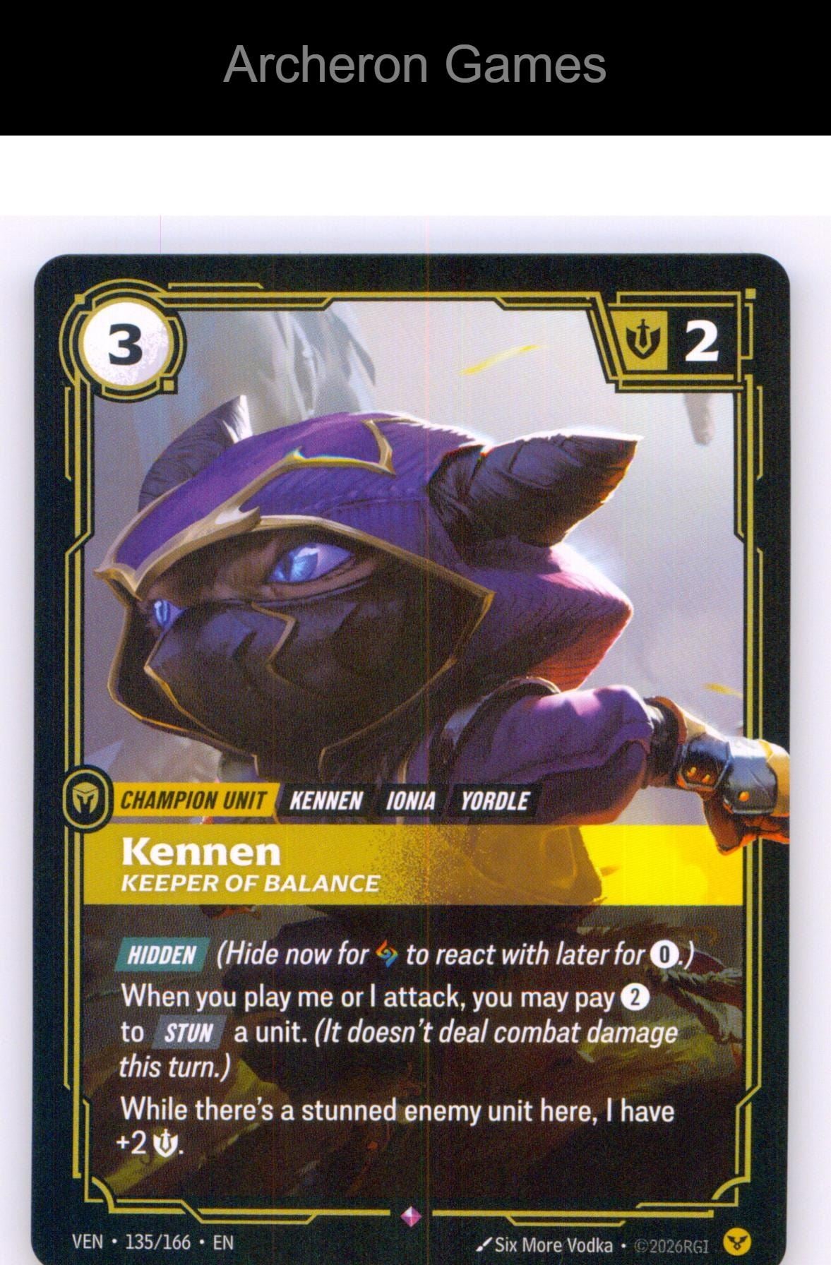 Kennen - Keeper of Balance VEN 135/166 R Vendetta Riftbound Card