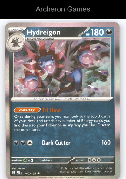 Pokemon Card Hydreigon PAL 140/193 R Paldea Evolved Holo