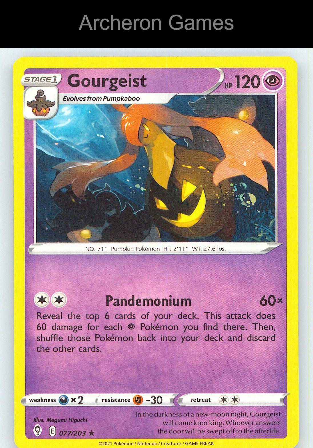 Pokemon Card Gourgeist EVS 077/203 R Evolving Skies